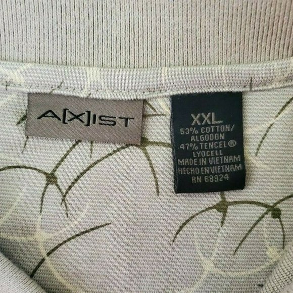 Axist Polo Pullover NWT Mens Shirt Beige Geometric Designs XXL - Picture 6 of 7